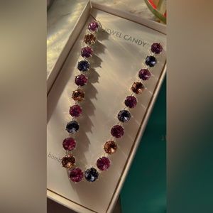 Bomb Party Jewel Candy Grape Candy Crush Crystal Necklace Silver Plated Purple